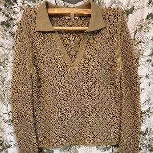 V-Neck Crochet Sweater